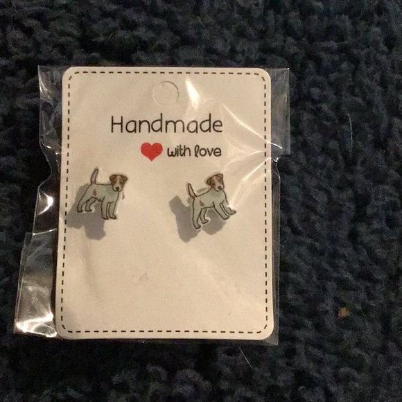Beautiful handmade jack Russell stud earrings - Picture 1 of 1